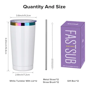 12 Pack 20 oz Stainless Steel Tumblers Bulk