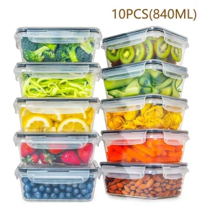 10 Pieces BPA-Free Reusable Square Storage Containers Set